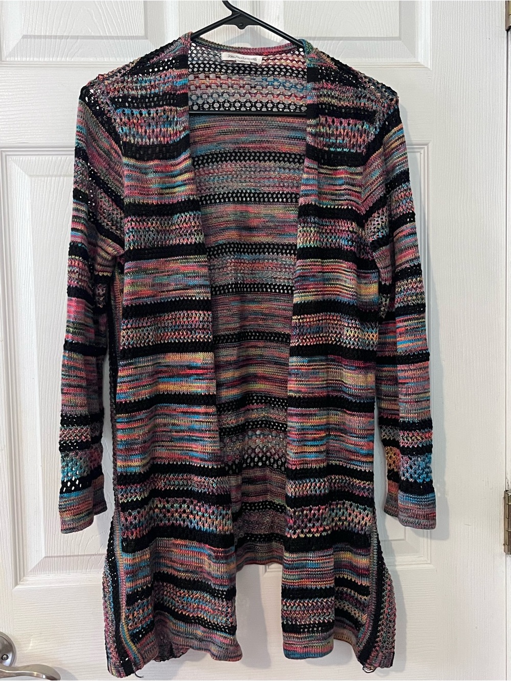 John Paul Richard Open-Front Multicolor Striped Knit Cardigan